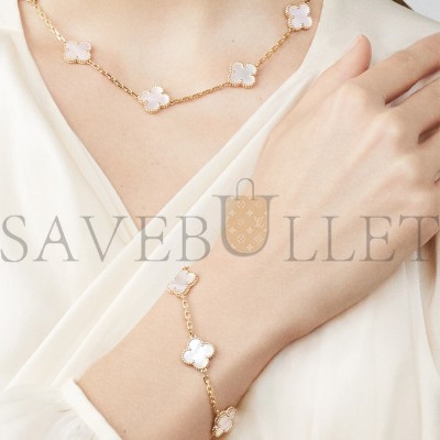 VAN CLEEF ARPELS VINTAGE ALHAMBRA BRACELET, 5 MOTIFS - YELLOW GOLD, MOTHER-OF-PEARL  VCARA41800